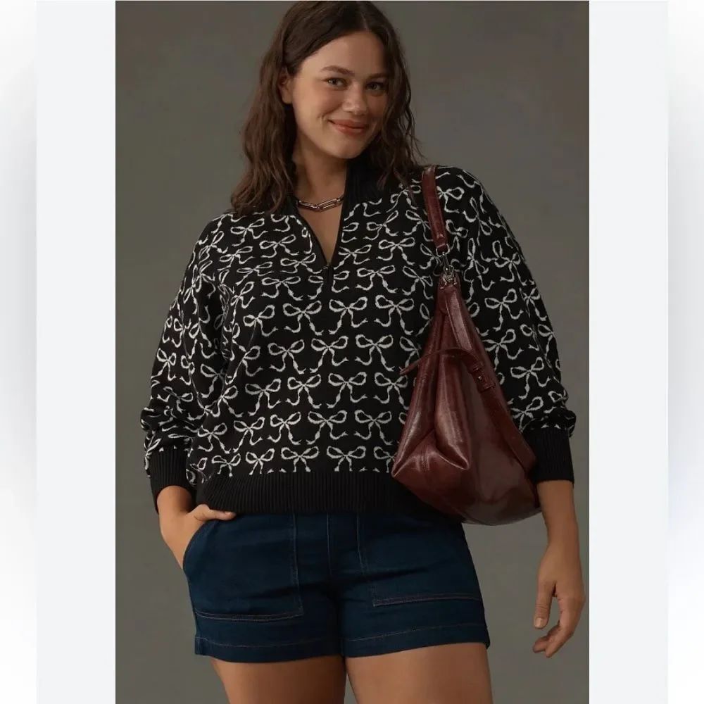 Anthropologie The Montana Mock-Neck Half-Zip Sweater by Maeve